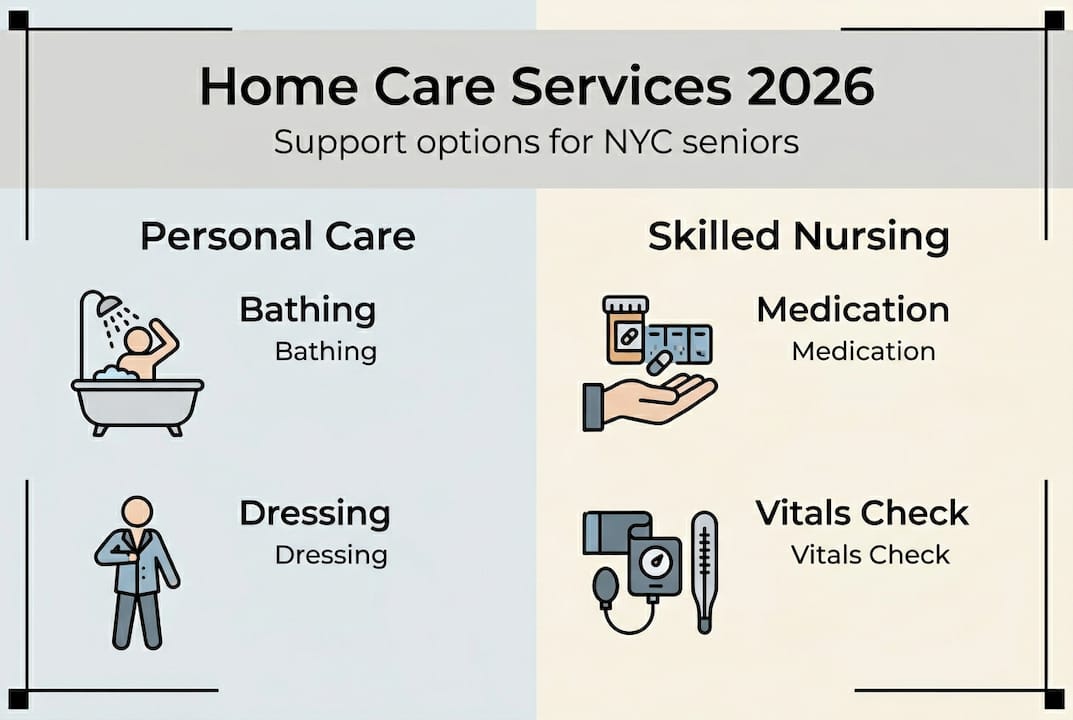 Infographic on main home care service types