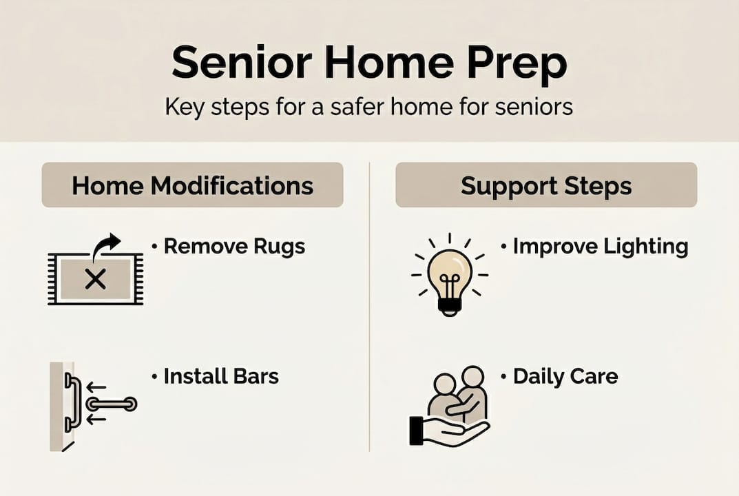 Infographic showing main senior home preparation steps