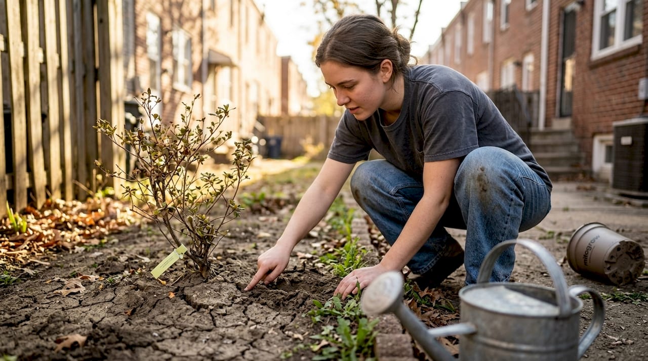Checking compaction in an urban backyard garden