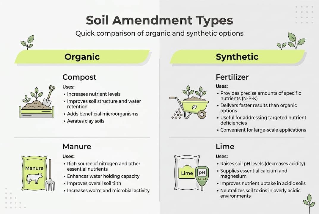Infographic comparing soil amendment types