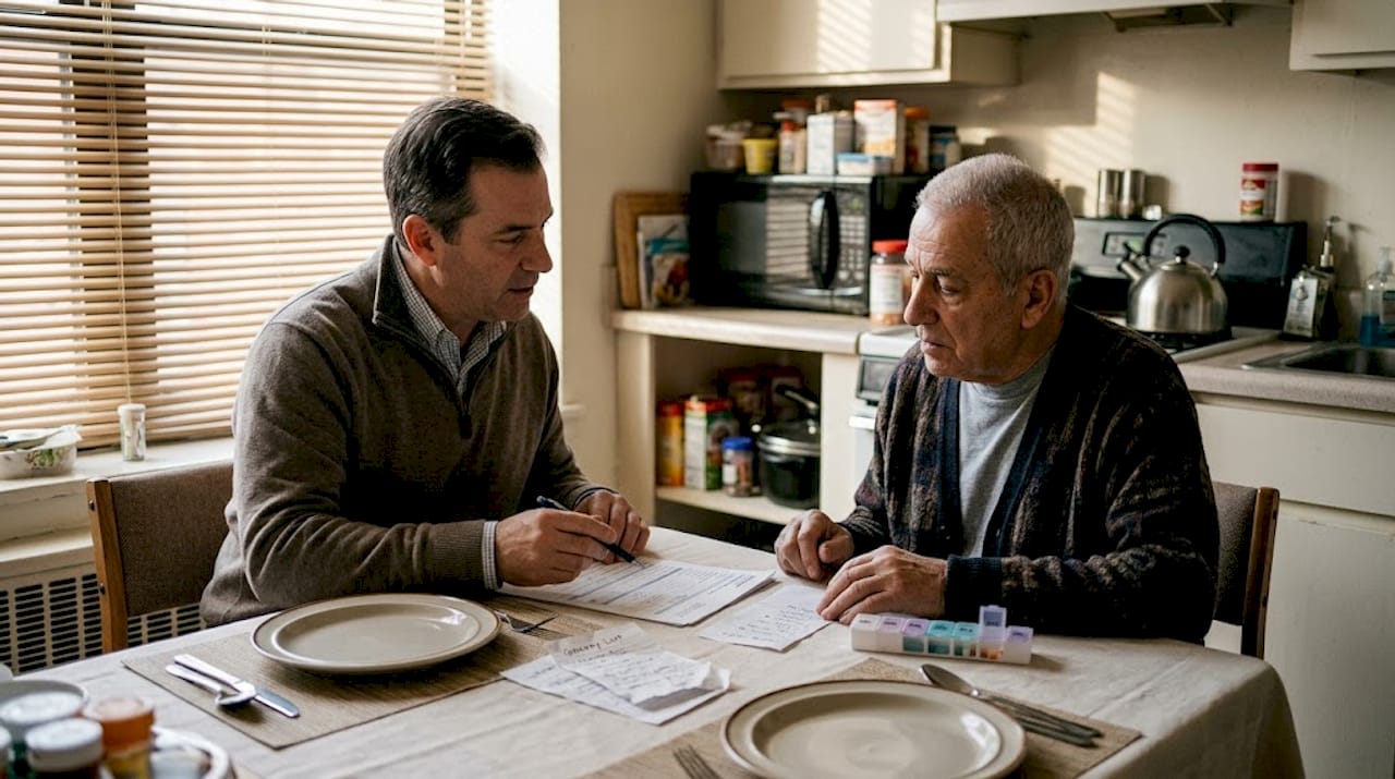 Social worker and senior discussing nutrition plan