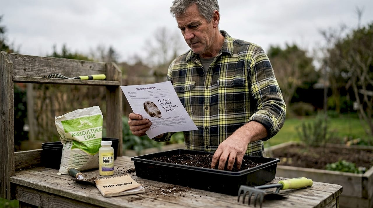 Man amending soil based on test results