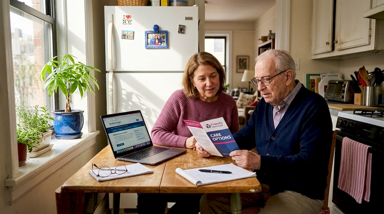 Family reviewing home healthcare options together