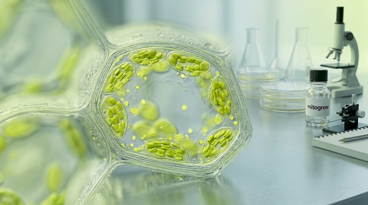 Microscopic view of plant leaf cells