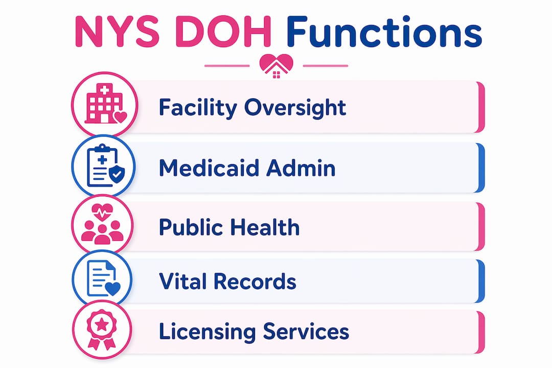 Infographic outlining NYS Department of Health main functions