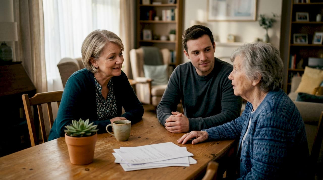 Care coordinator discussing personalized plan with family