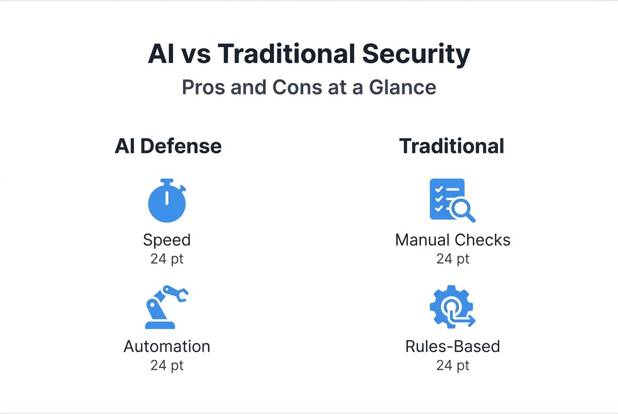 Infographic comparing AI and traditional cybersecurity