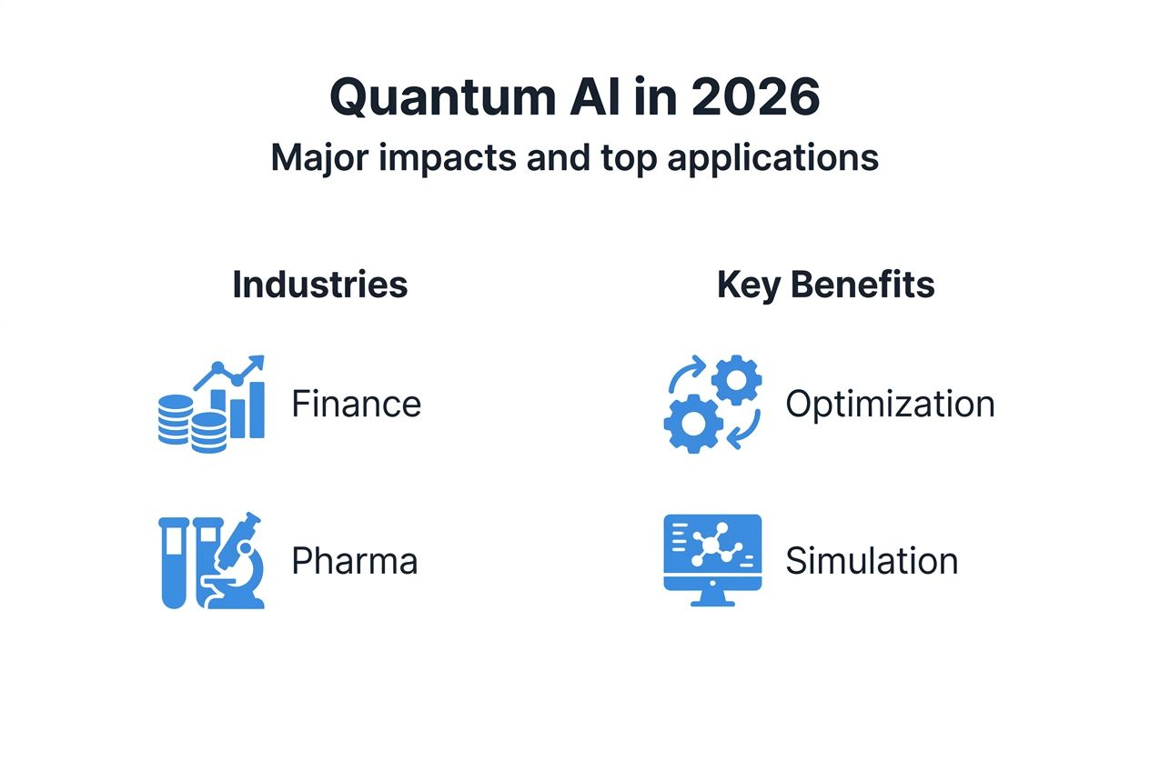 Infographic summarizing quantum AI applications