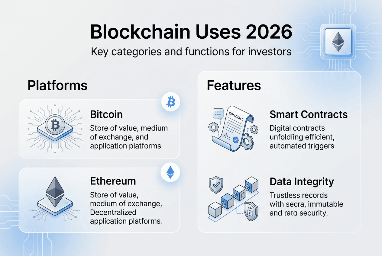 Infographic on blockchain uses for investors