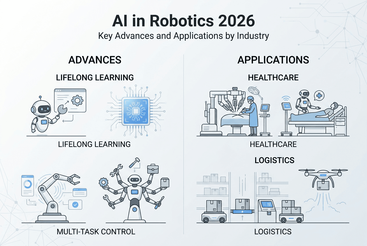 Infographic of AI robotics advances and applications