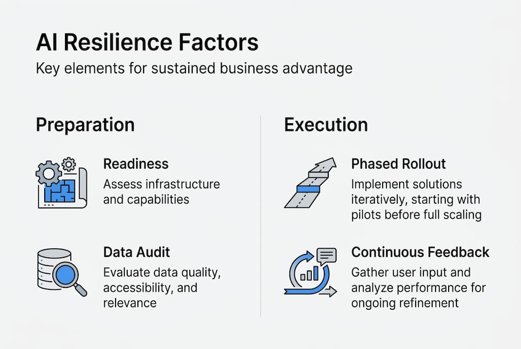 Infographic summarizing core AI resilience factors