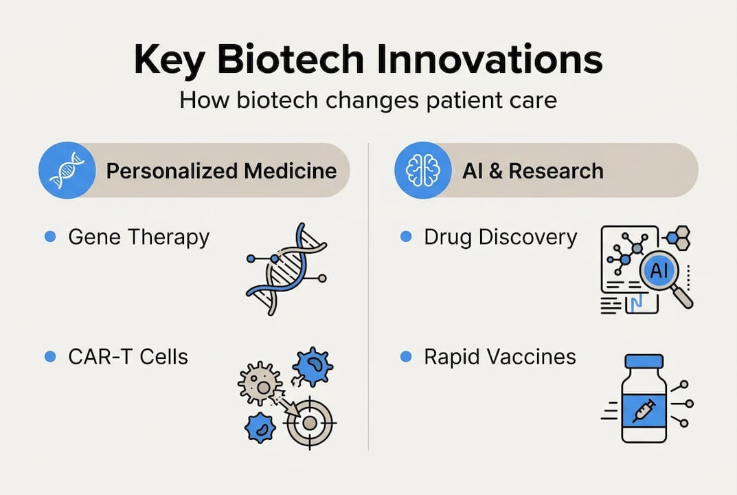 Infographic of key biotech healthcare innovations