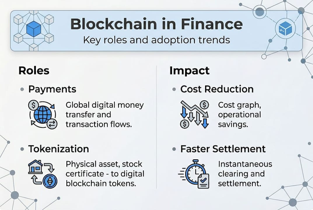 Infographic summarizes blockchain finance effects