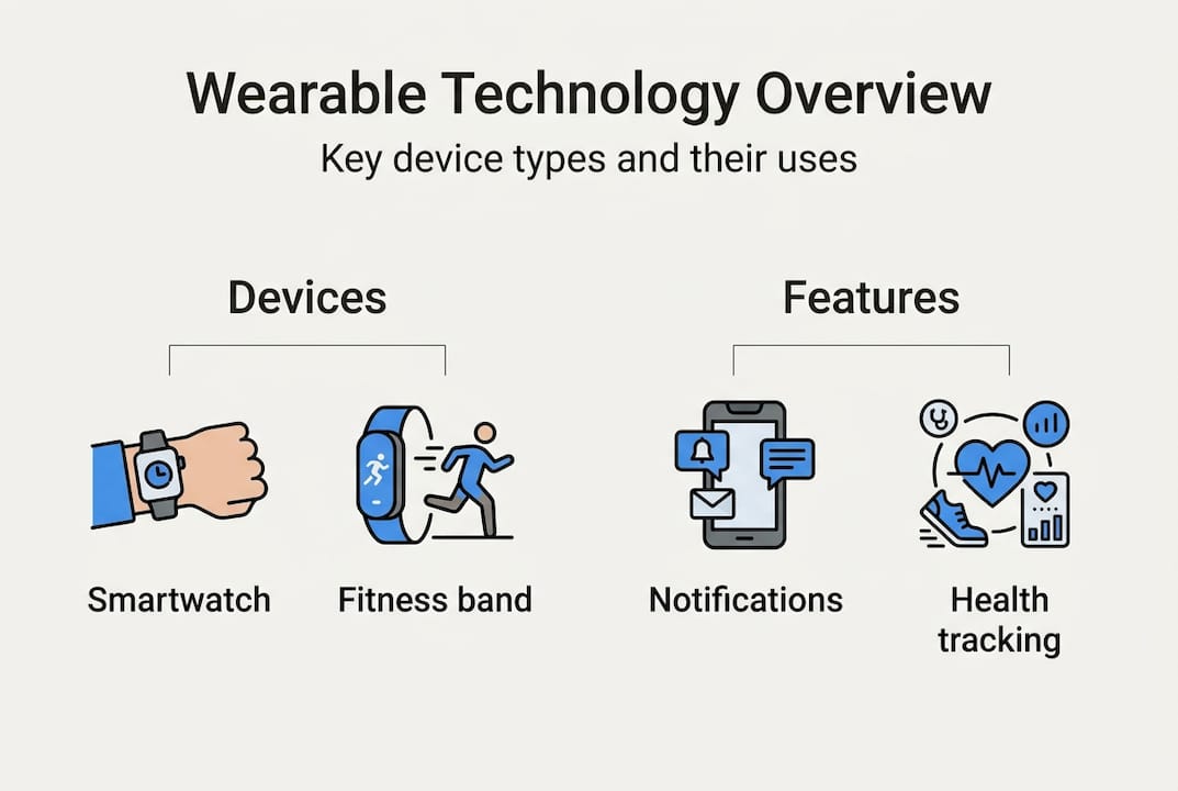 Infographic of main wearable device types and uses