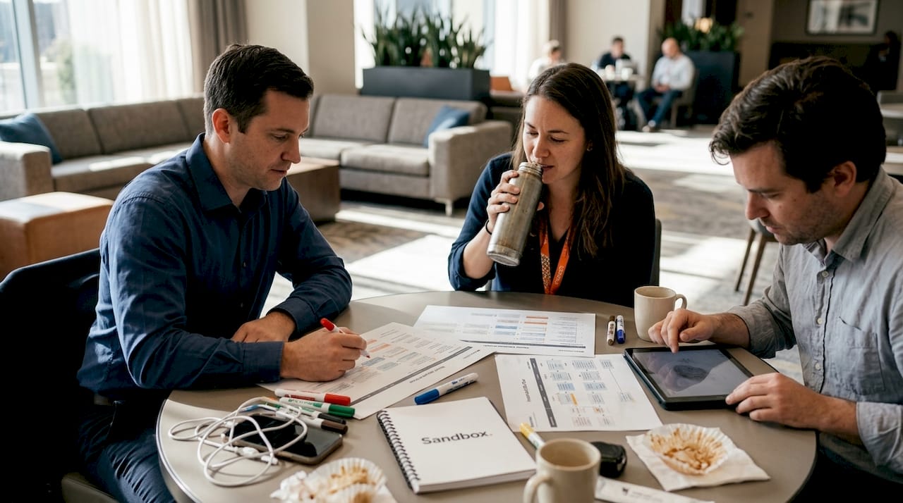 Event team planning workflow at round table