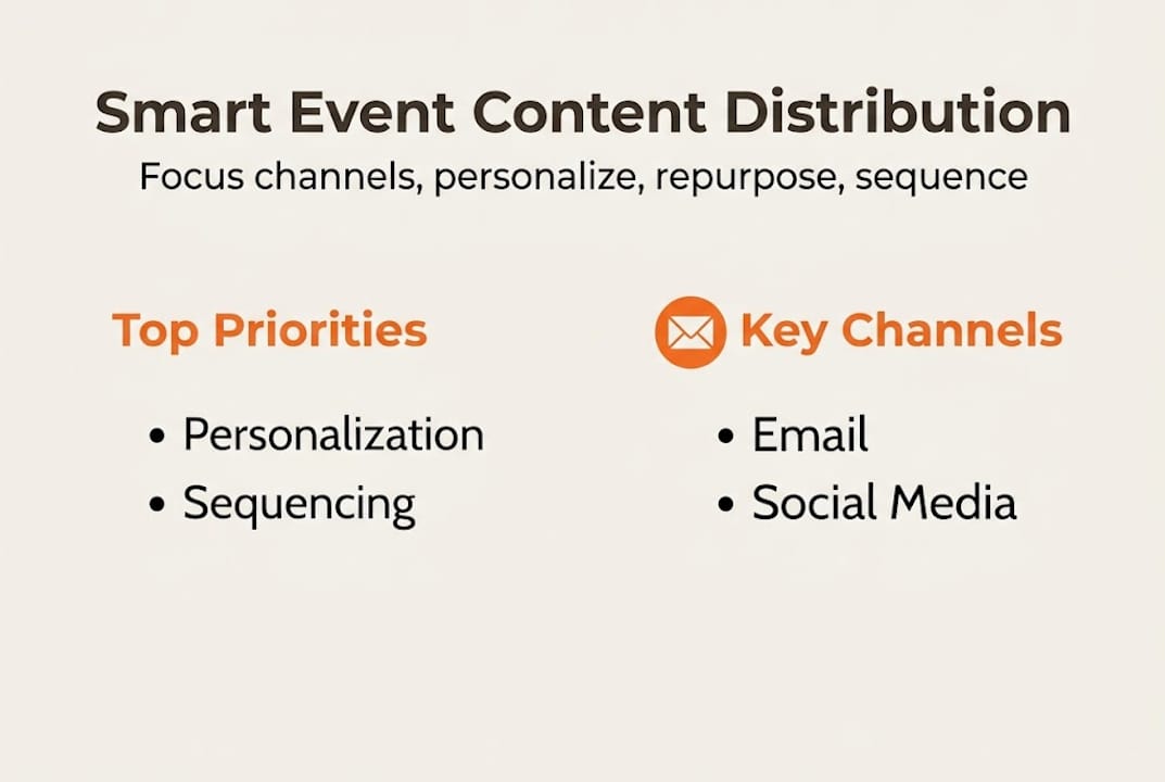 Infographic summarizing event content distribution process