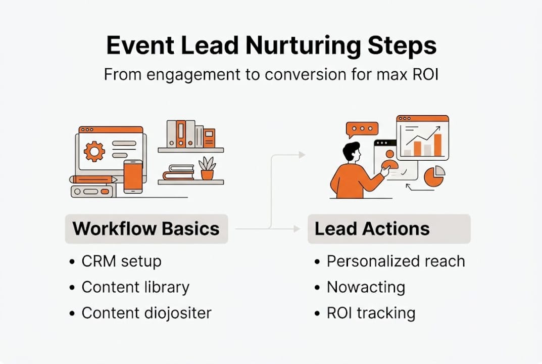 Infographic event lead nurturing steps overview