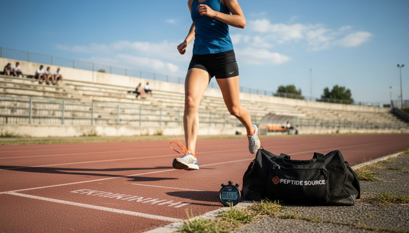 Αθλητής κάνει προπόνηση στίβου κάτω από τον ήλιο