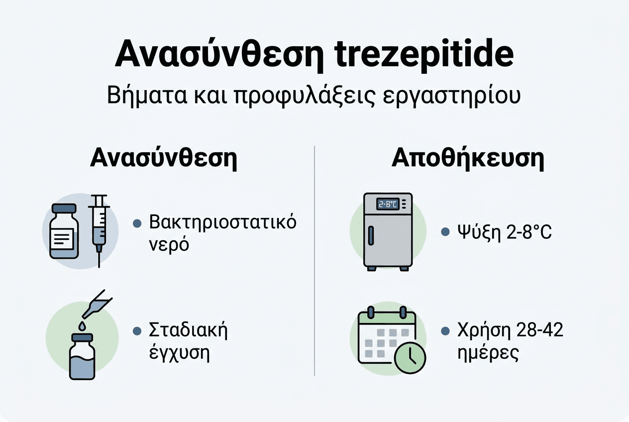 Εικονογραφημένος οδηγός με όλα τα βήματα για την παρασκευή της τρεζεπιτίδης στο εργαστήριο