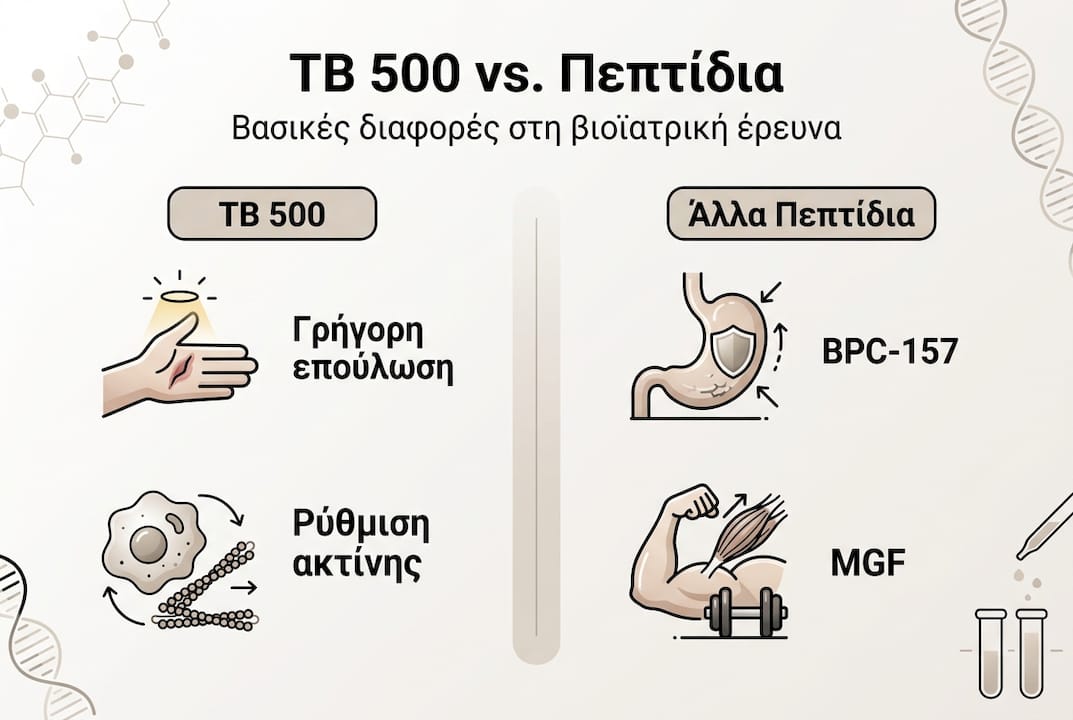 Γραφικό με σύγκριση του TB 500 με άλλα πεπτίδια: Όλα όσα πρέπει να ξέρετε με μια ματιά
