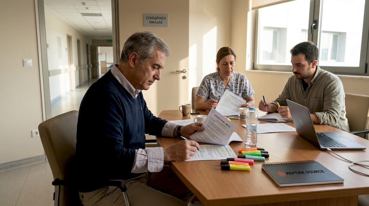 Οι γιατροί συζητούν τα αποτελέσματα των ασθενών που συμμετείχαν στην κλινική μελέτη.