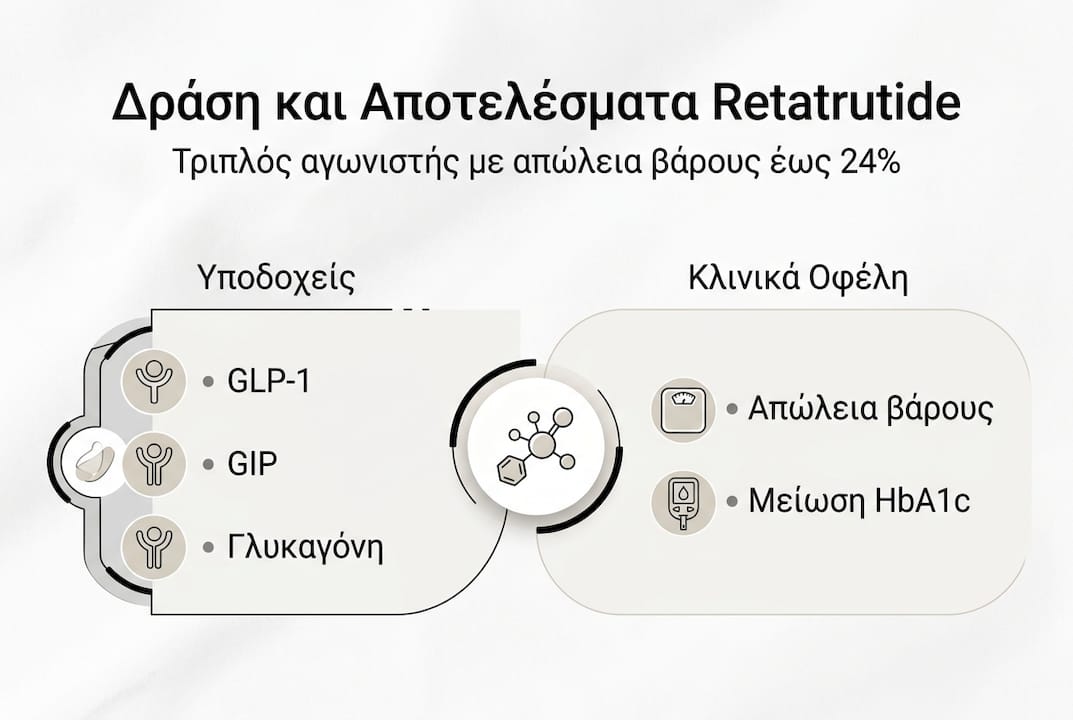 Γραφικό με πληροφορίες για τους υποδοχείς της ρετατροτίδης και τα οφέλη της