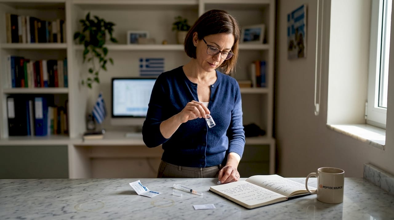 Ερευνητής αναδεύει δοκιμαστικό σωλήνα με τα υλικά της προετοιμασίας