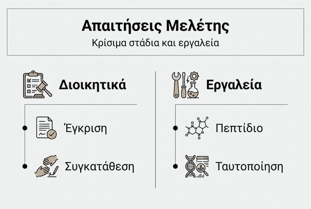Γραφικό με όλες τις βασικές απαιτήσεις και τα απαραίτητα εργαλεία για τις σπουδές