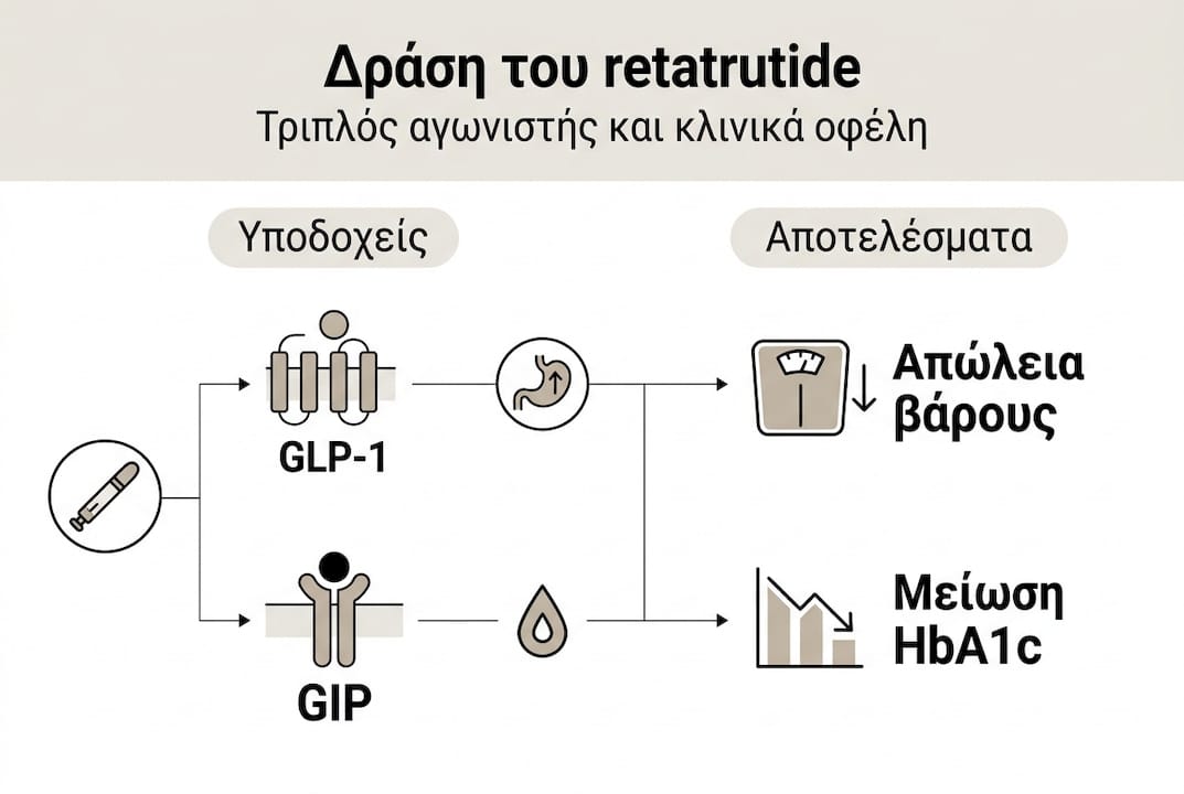 Γραφικό που παρουσιάζει πώς δρα η ρετατροτίδη και ποια είναι τα αποτελέσματά της