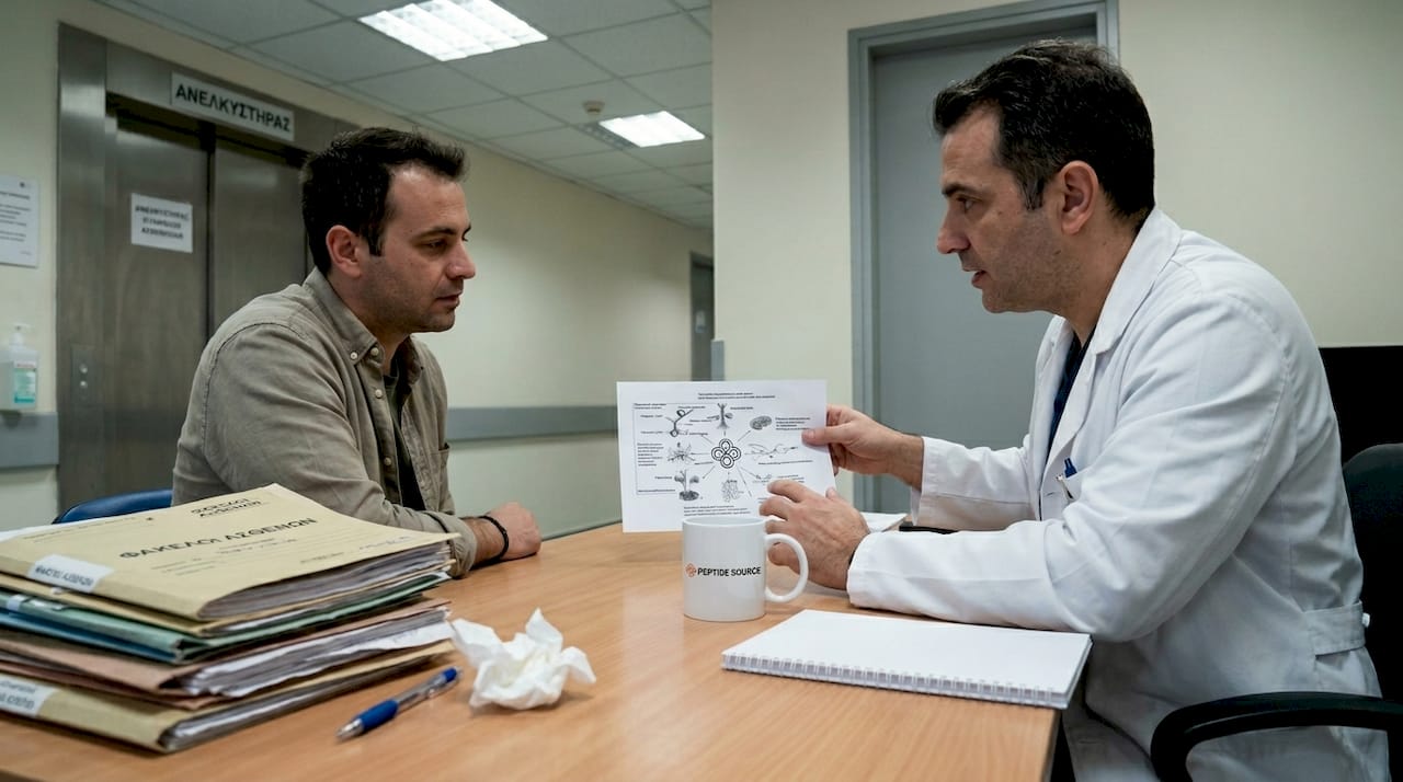 Ο γιατρός συζητά με τον ασθενή και του εξηγεί αναλυτικά το πλάνο της θεραπείας που θα ακολουθήσουν.