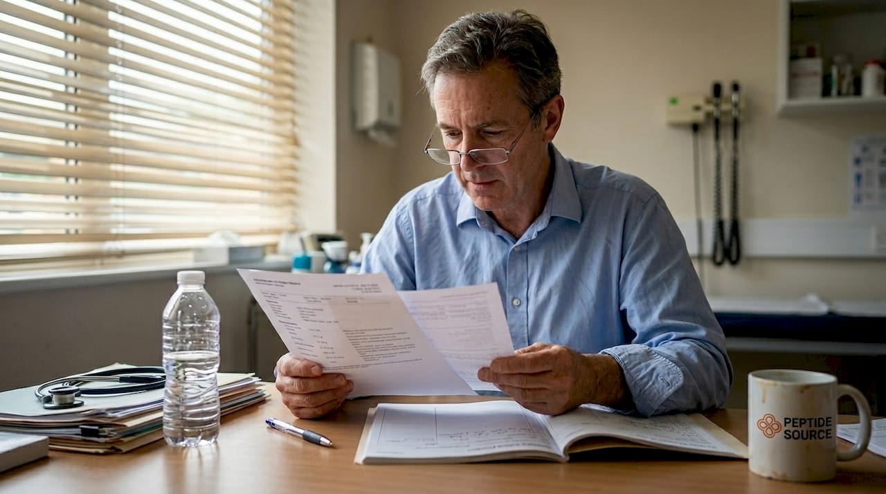 Ο γιατρός μελετά προσεκτικά τα στοιχεία και τα ευρήματα της κλινικής μελέτης.