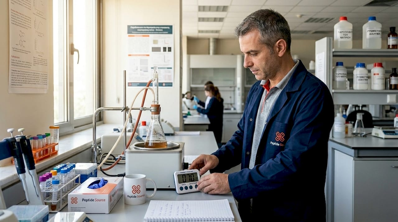 Ο τεχνικός παρακολουθεί στενά τη διαδικασία ενζυμικής υδρόλυσης, εξασφαλίζοντας ότι όλα λειτουργούν ομαλά και με βάση τις προβλεπόμενες προδιαγραφές.