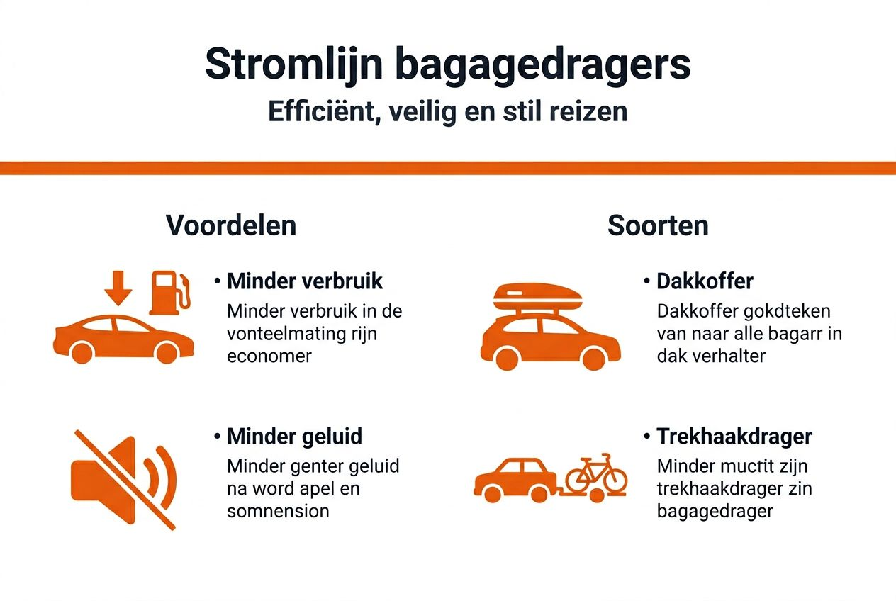 Infographic: de pluspunten en verschillende soorten gestroomlijnde bagagedragers