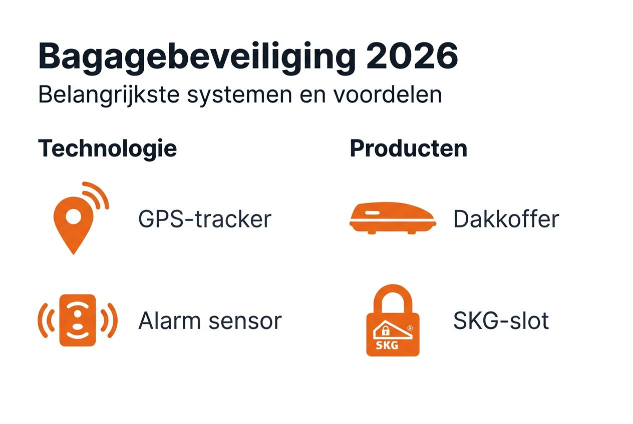 Overzichtelijke infographic met oplossingen en producten voor het beveiligen van bagage