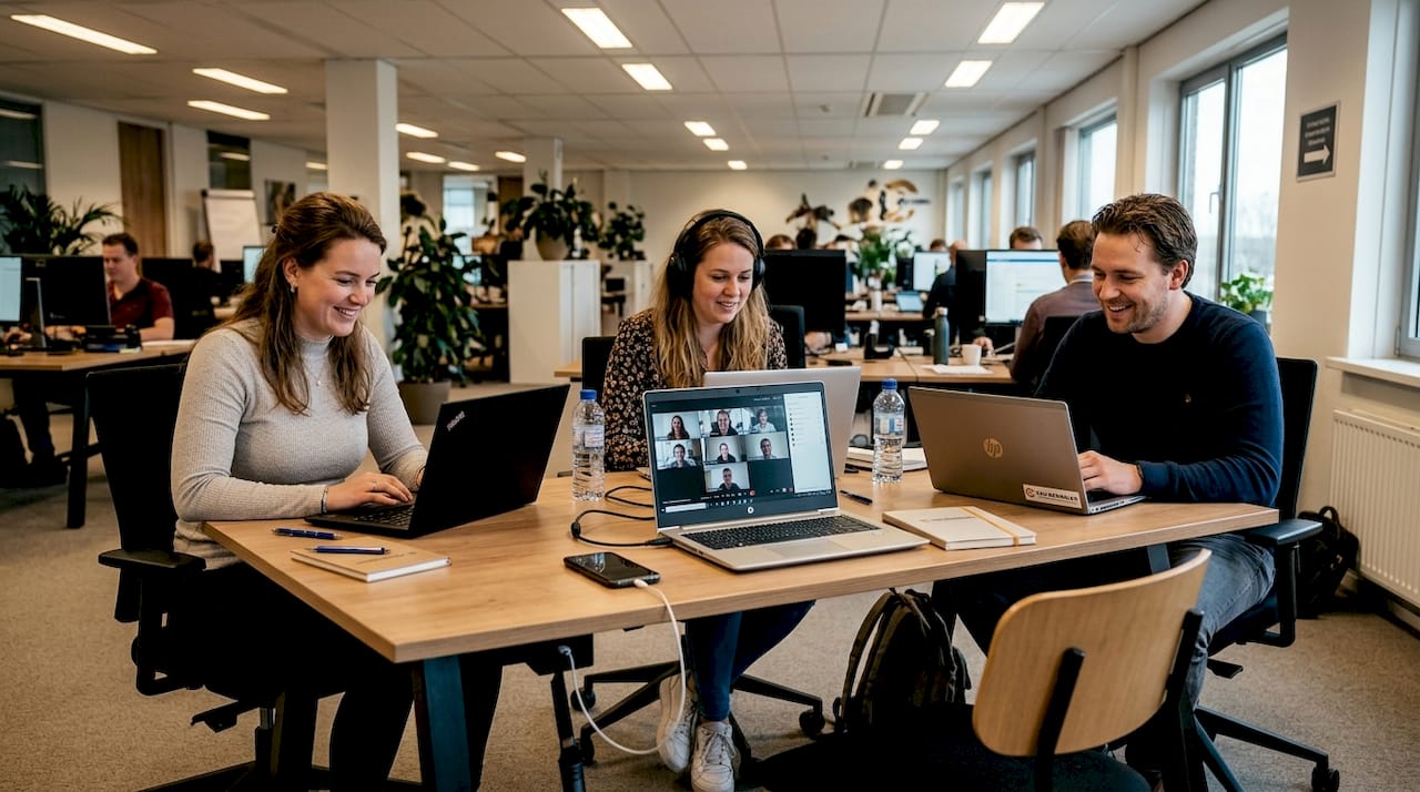Het kantoorteam werkt efficiënt samen met de slimme tools van Microsoft 365.