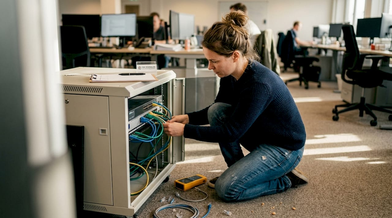 Een IT’er is bezig met het inrichten van netwerksegmentatie.