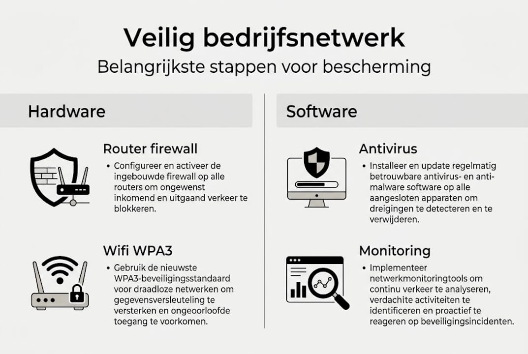 Infographic: in vijf stappen naar een veilig bedrijfsnetwerk – van hardware tot software
