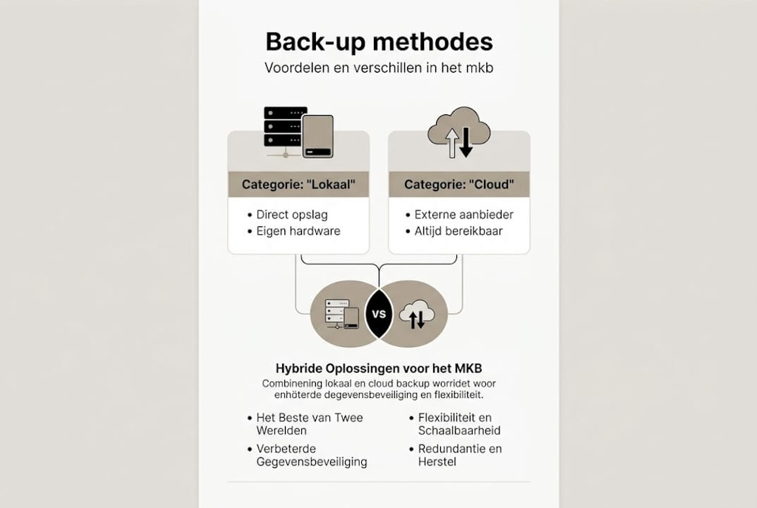 Infographic: verschillende manieren om je data te back-uppen, zowel lokaal als in de cloud