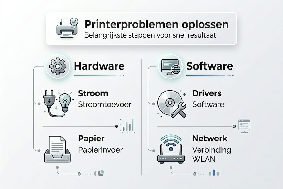 Overzicht: Stapsgewijze aanpak bij printerproblemen – hardware én software