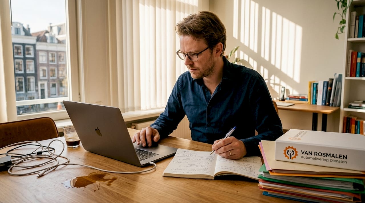 IT-consultant die vanuit een goed beveiligde thuiswerkplek werkt