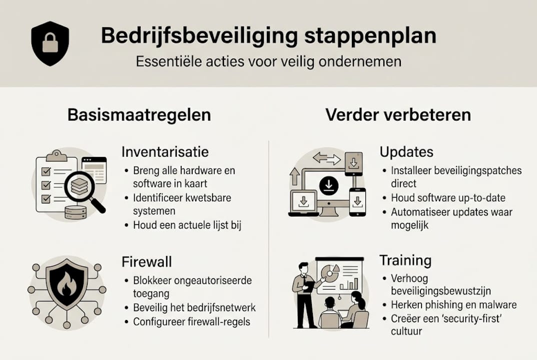 Overzicht: stappenplan voor bedrijfsbeveiliging in beeld gebracht