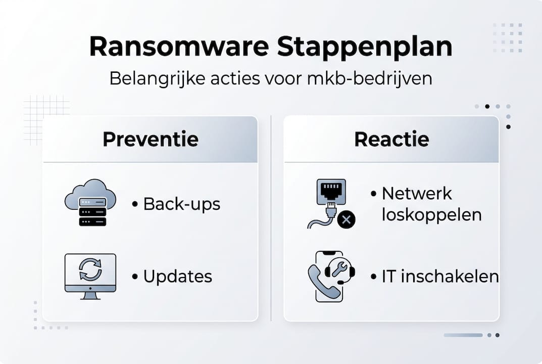 Infographic: stappenplan voor mkb om ransomware te voorkomen en aan te pakken