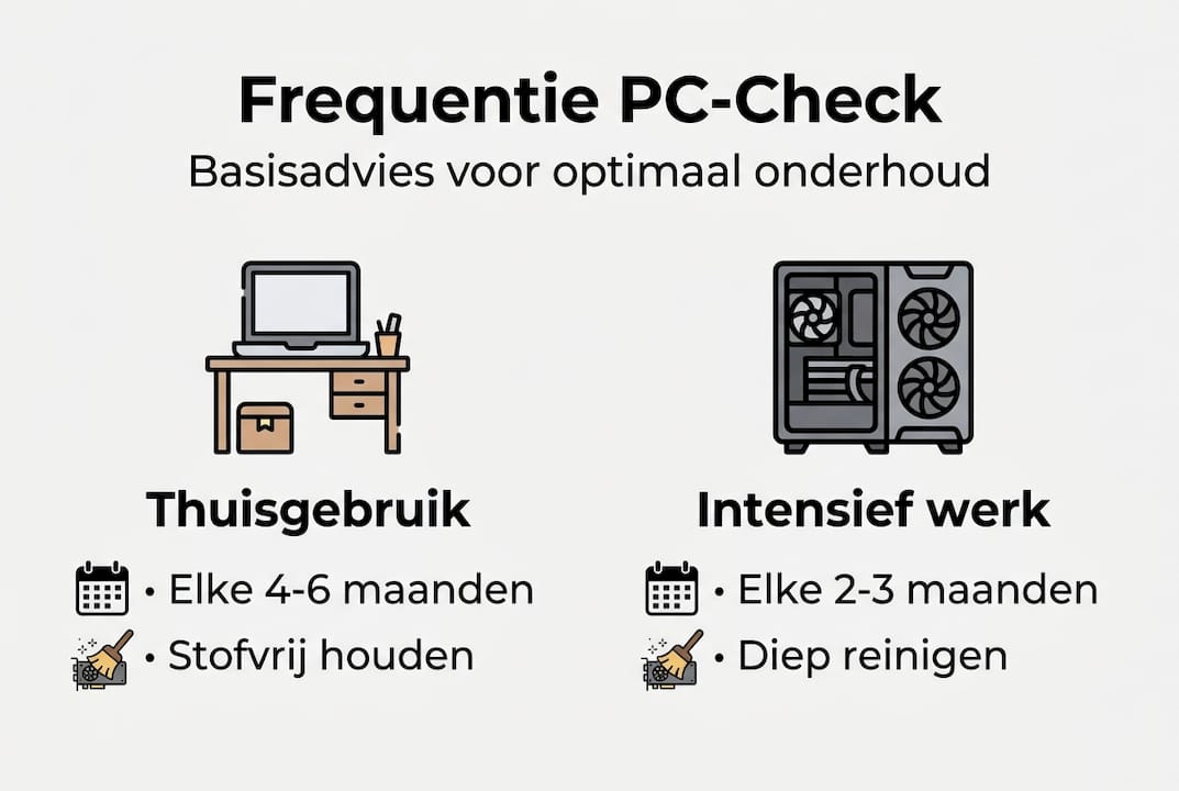 Infographic met handige tips over hoe vaak je je pc het beste kunt onderhouden
