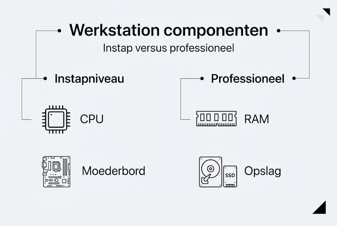 Overzicht van de belangrijkste onderdelen van een werkstation (infographic)