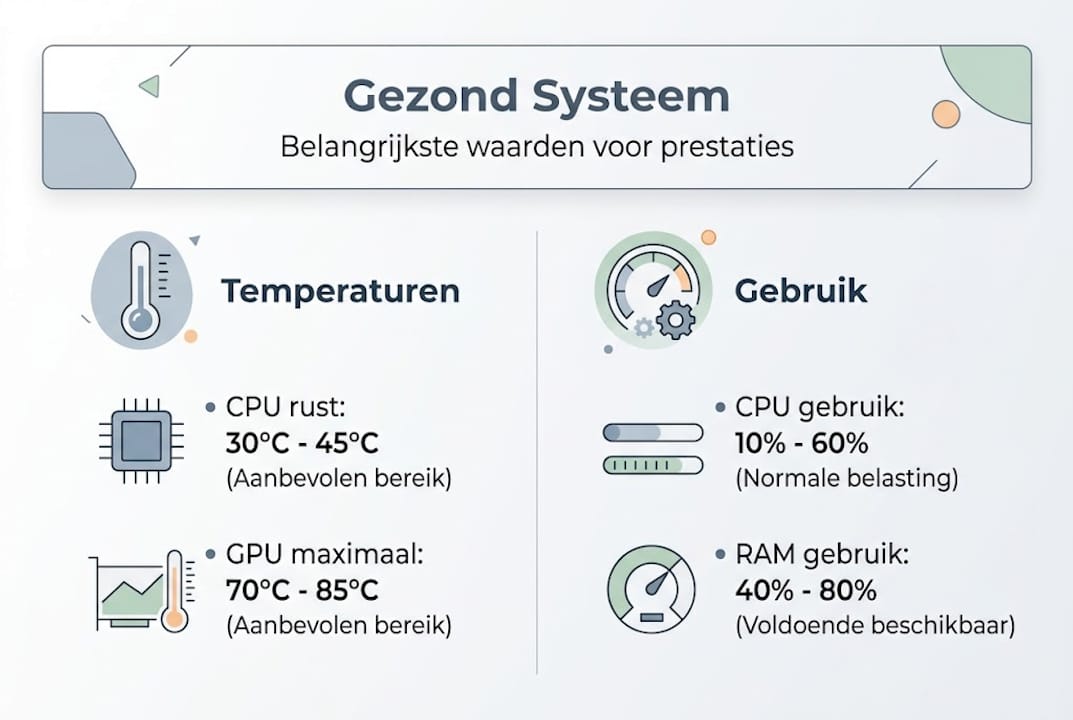 Overzicht van belangrijke systeemwaarden voor een gezonde computer