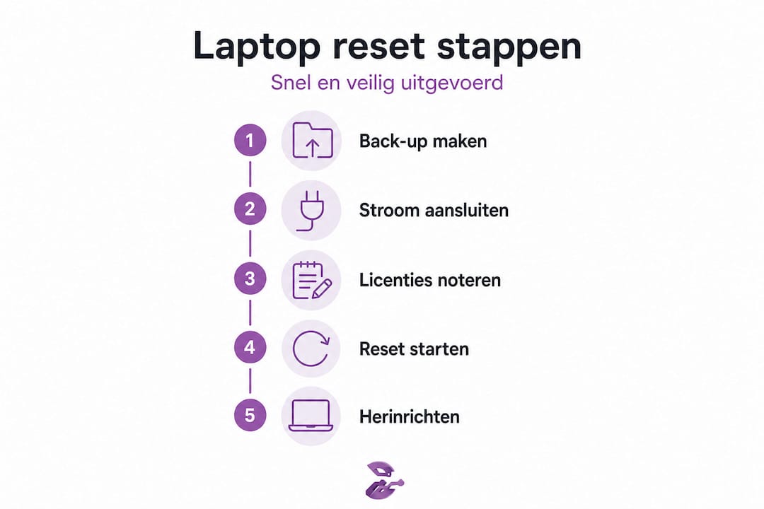 Stap-voor-stap infographic: zo reset je je laptop