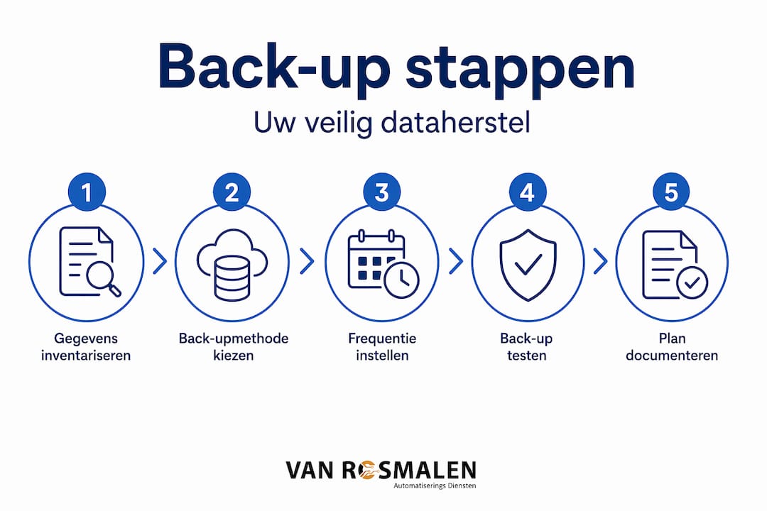 Infographic met een helder stappenplan voor back-ups