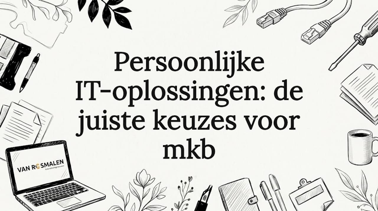 Sfeervolle randillustratie met IT-elementen voor een titelkaart