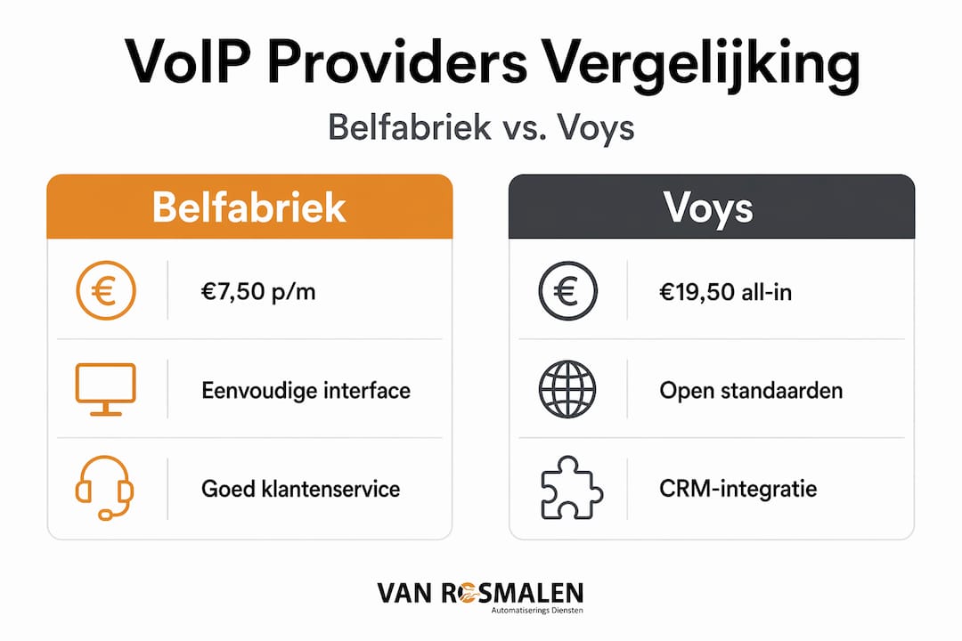 Overzichtelijke infographic zet Belfabriek en Voys als VoIP-aanbieders tegenover elkaar