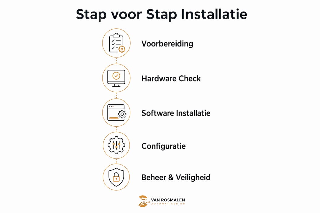 Overzicht van de installatiestappen in een handige infographic